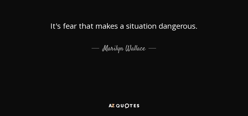 It's fear that makes a situation dangerous. - Marilyn Wallace