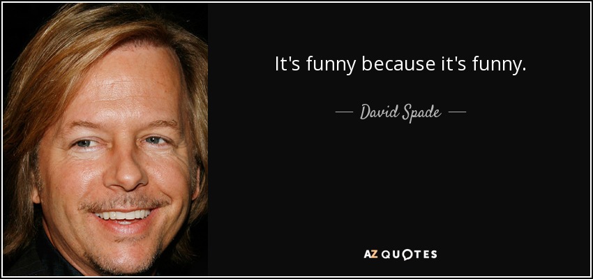 It's funny because it's funny. - David Spade
