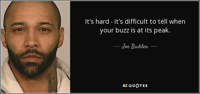 It's hard - it's difficult to tell when your buzz is at its peak. - Joe Budden