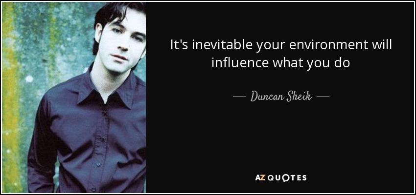 It's inevitable your environment will influence what you do - Duncan Sheik
