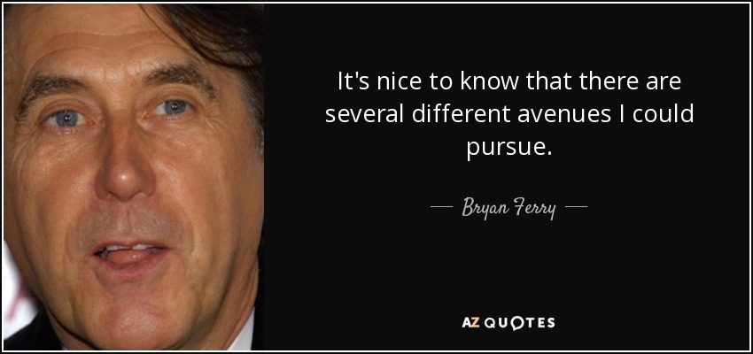 It's nice to know that there are several different avenues I could pursue. - Bryan Ferry