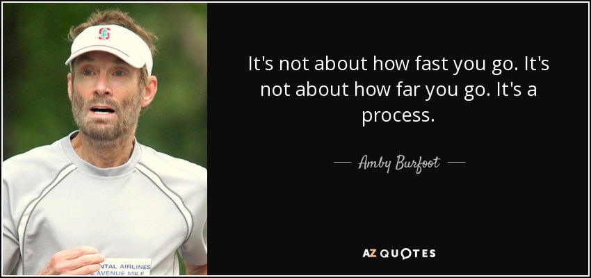 It's not about how fast you go. It's not about how far you go. It's a process. - Amby Burfoot