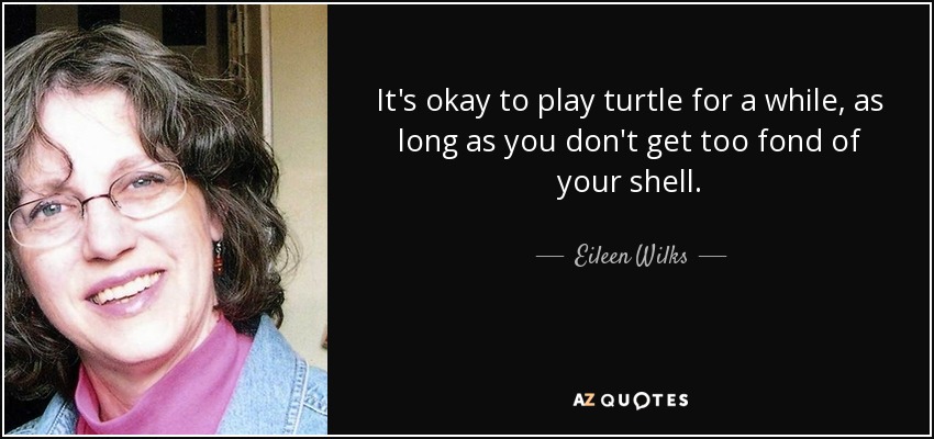 It's okay to play turtle for a while, as long as you don't get too fond of your shell. - Eileen Wilks