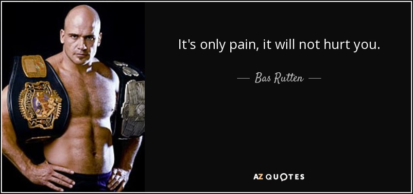 It's only pain, it will not hurt you. - Bas Rutten