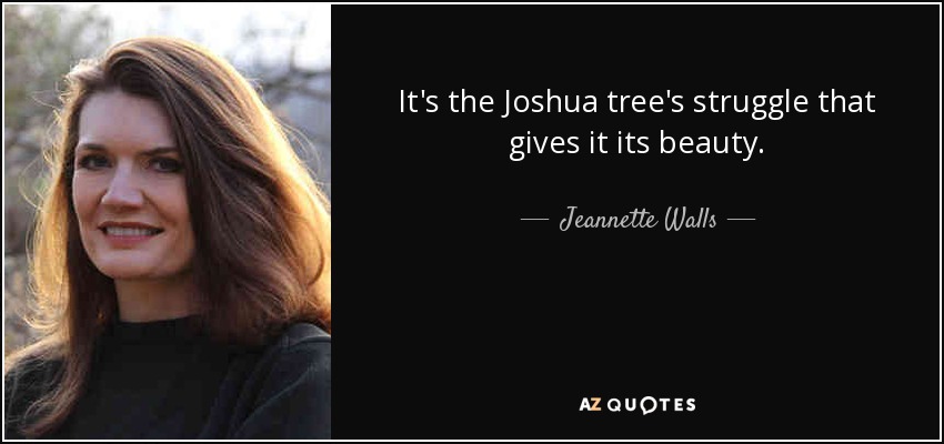 It's the Joshua tree's struggle that gives it its beauty. - Jeannette Walls