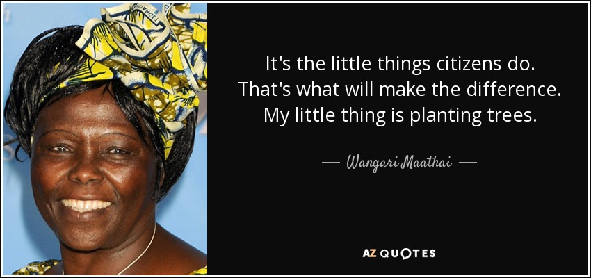 It's the little things citizens do. That's what will make the difference. My little thing is planting trees. - Wangari Maathai