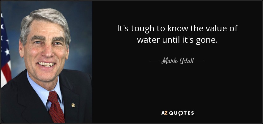 It's tough to know the value of water until it's gone. - Mark Udall