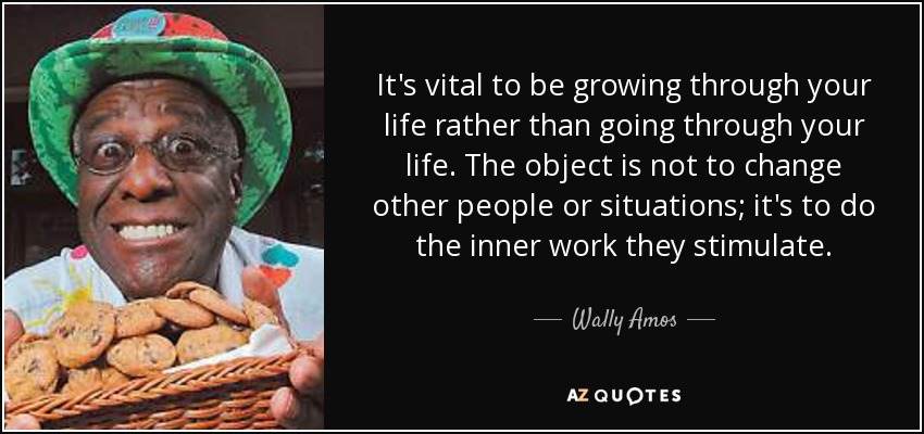 It's vital to be growing through your life rather than going through your life. The object is not to change other people or situations; it's to do the inner work they stimulate. - Wally Amos