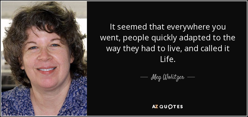 It seemed that everywhere you went, people quickly adapted to the way they had to live, and called it Life. - Meg Wolitzer