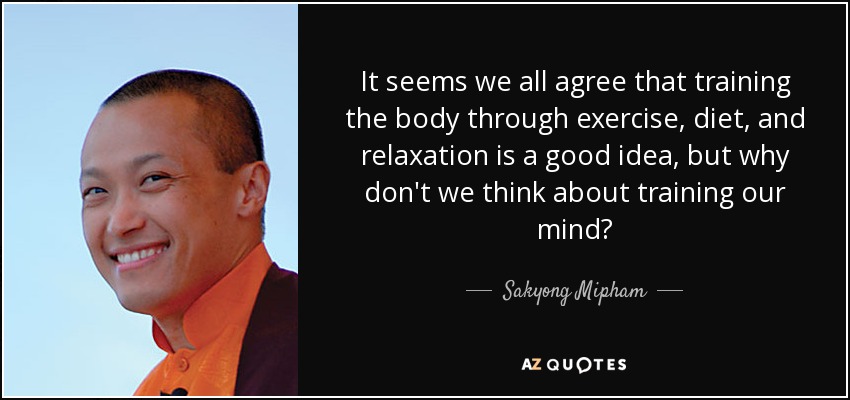 It seems we all agree that training the body through exercise, diet, and relaxation is a good idea, but why don't we think about training our mind? - Sakyong Mipham
