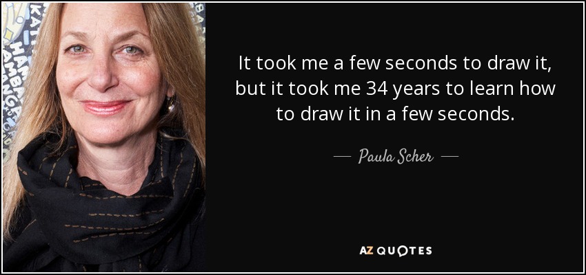 It took me a few seconds to draw it, but it took me 34 years to learn how to draw it in a few seconds. - Paula Scher