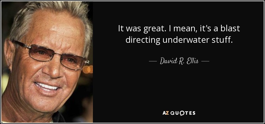 It was great. I mean, it's a blast directing underwater stuff. - David R. Ellis