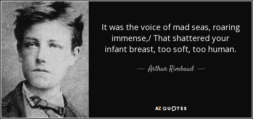 It was the voice of mad seas, roaring immense,/ That shattered your infant breast, too soft, too human. - Arthur Rimbaud