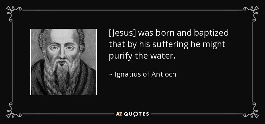 [Jesus] was born and baptized that by his suffering he might purify the water. - Ignatius of Antioch