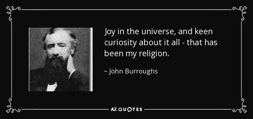 Joy in the universe, and keen curiosity about it all - that has been my religion. - John Burroughs