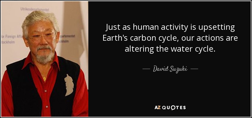 Just as human activity is upsetting Earth's carbon cycle, our actions are altering the water cycle. - David Suzuki