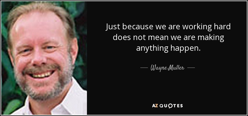Just because we are working hard does not mean we are making anything happen. - Wayne Muller