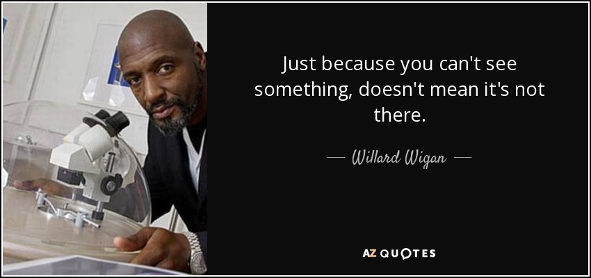 Just because you can't see something, doesn't mean it's not there. - Willard Wigan