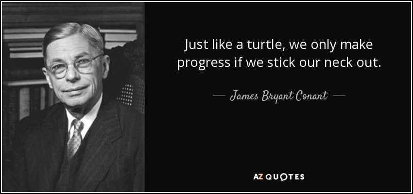 Just like a turtle, we only make progress if we stick our neck out. - James Bryant Conant