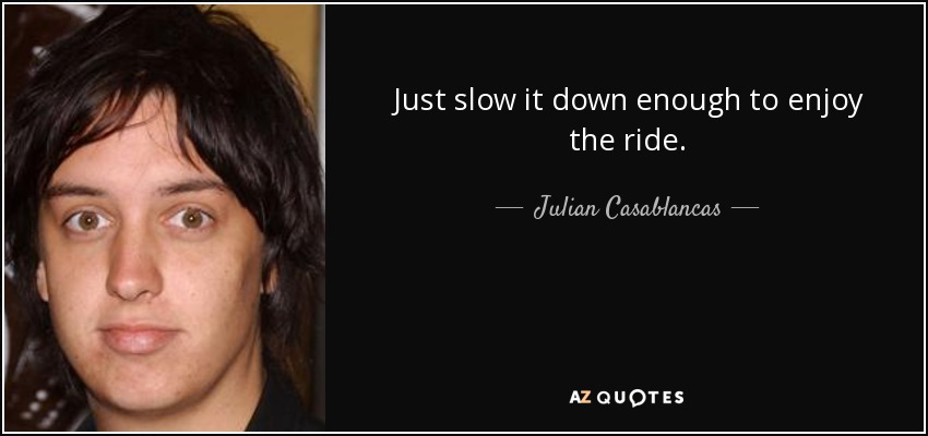 Just slow it down enough to enjoy the ride. - Julian Casablancas