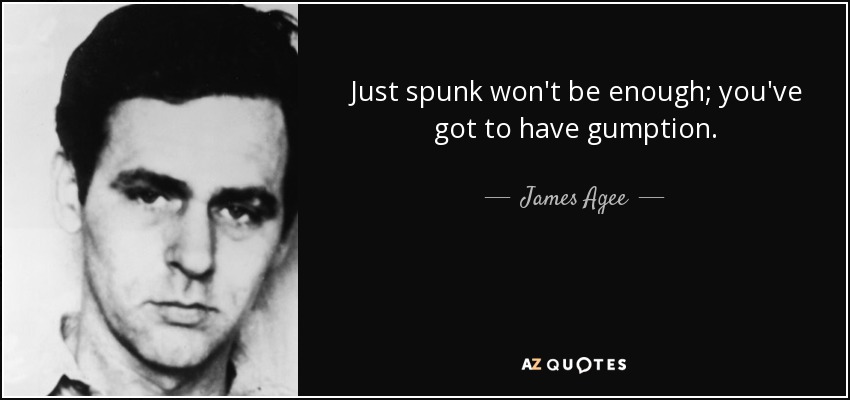 Just spunk won't be enough; you've got to have gumption. - James Agee