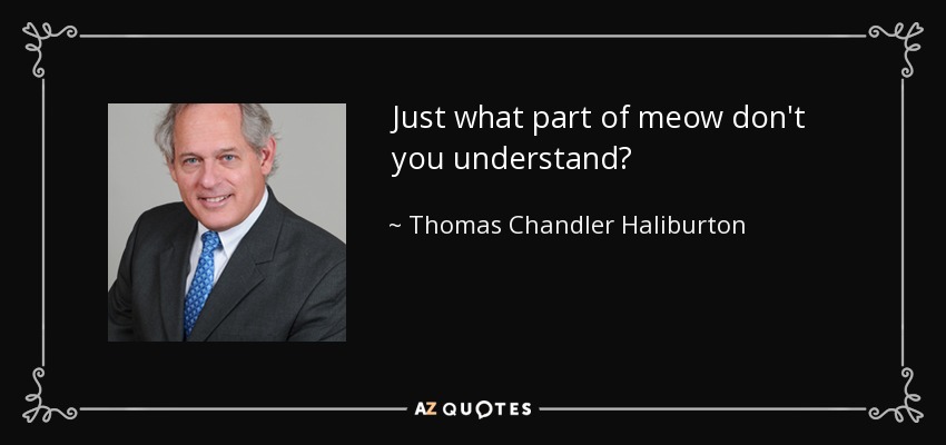 Just what part of meow don't you understand? - Thomas Chandler Haliburton