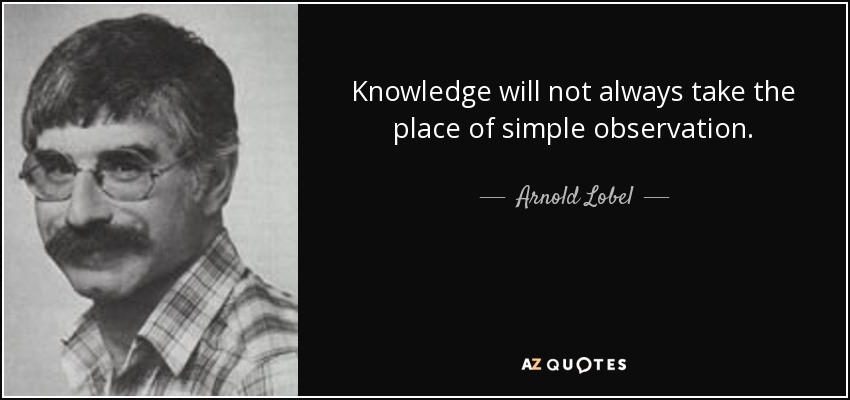 Knowledge will not always take the place of simple observation. - Arnold Lobel