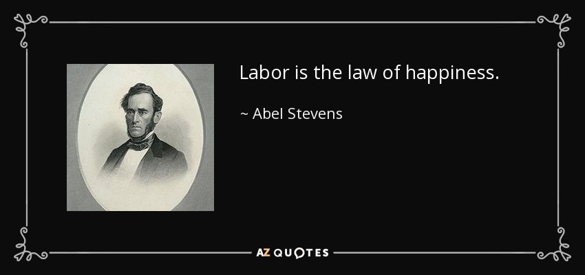 Labor is the law of happiness. - Abel Stevens