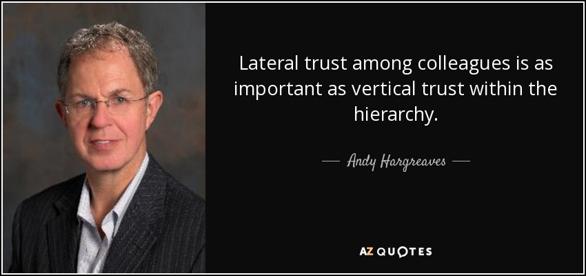 Lateral trust among colleagues is as important as vertical trust within the hierarchy. - Andy Hargreaves