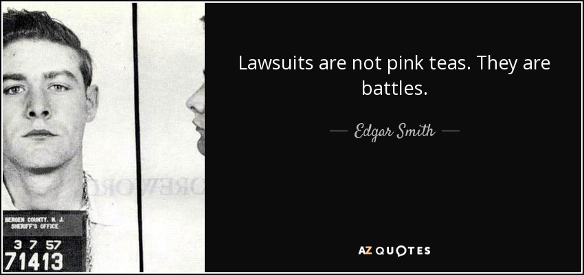 Lawsuits are not pink teas. They are battles. - Edgar Smith