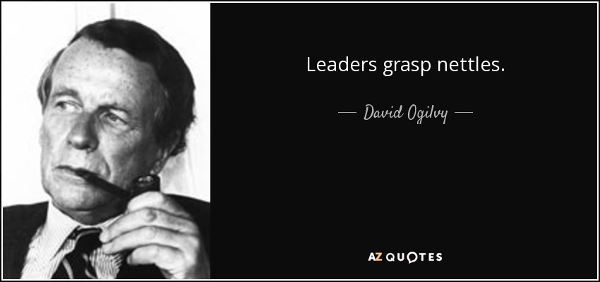 Leaders grasp nettles. - David Ogilvy