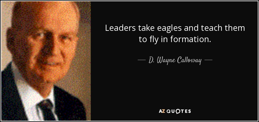 Leaders take eagles and teach them to fly in formation. - D. Wayne Calloway