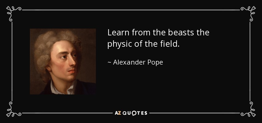 Learn from the beasts the physic of the field. - Alexander Pope