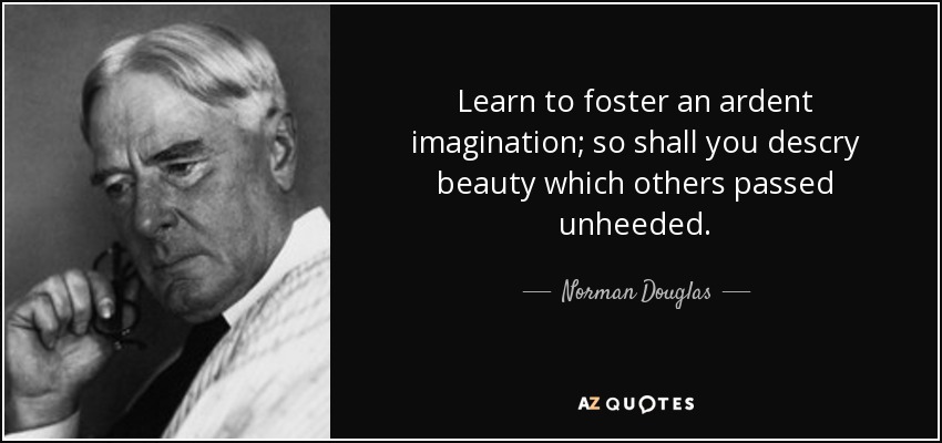 Learn to foster an ardent imagination; so shall you descry beauty which others passed unheeded. - Norman Douglas