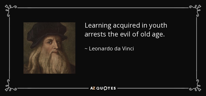 Learning acquired in youth arrests the evil of old age. - Leonardo da Vinci