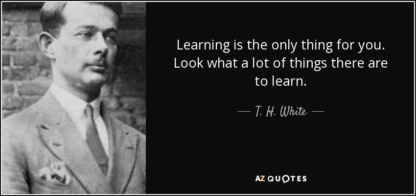 Learning is the only thing for you. Look what a lot of things there are to learn. - T. H. White