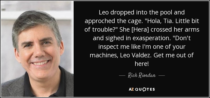 Leo dropped into the pool and approched the cage. 