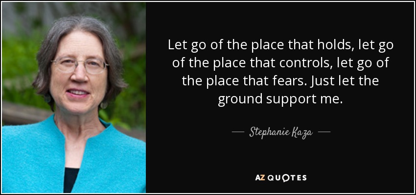Let go of the place that holds, let go of the place that controls, let go of the place that fears. Just let the ground support me. - Stephanie Kaza