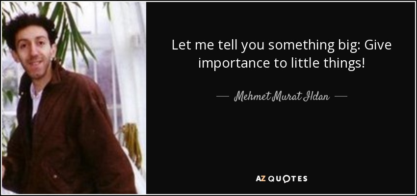 Let me tell you something big: Give importance to little things! - Mehmet Murat Ildan