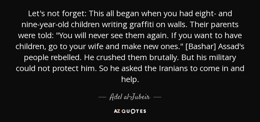 Let's not forget: This all began when you had eight- and nine-year-old children writing graffiti on walls. Their parents were told: 