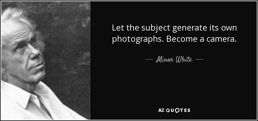 Let the subject generate its own photographs. Become a camera. - Minor White