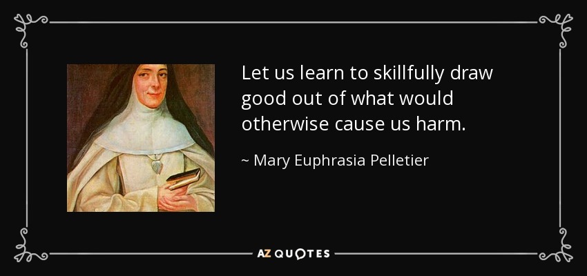 Let us learn to skillfully draw good out of what would otherwise cause us harm. - Mary Euphrasia Pelletier