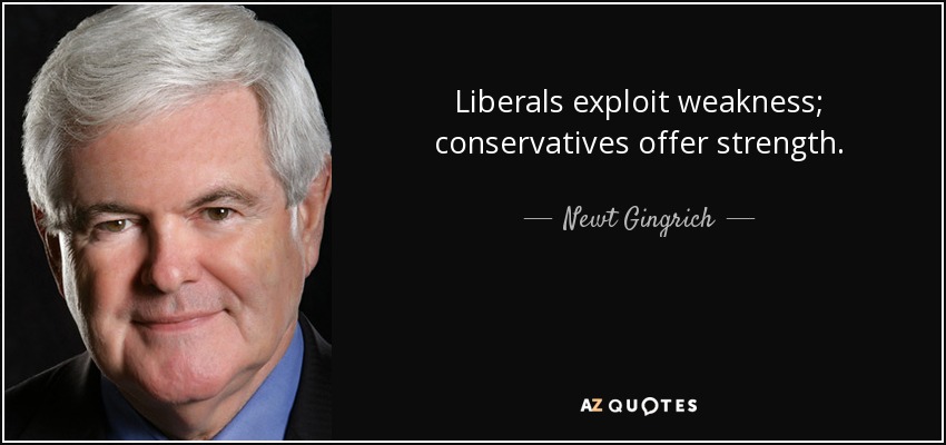Liberals exploit weakness; conservatives offer strength. - Newt Gingrich