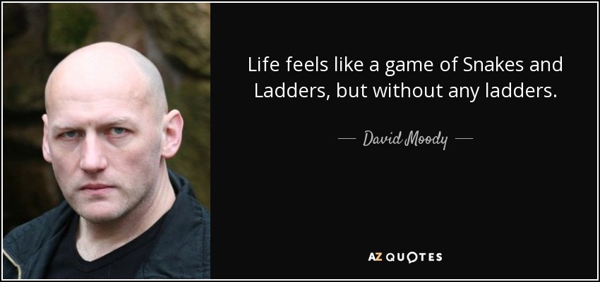 Life feels like a game of Snakes and Ladders, but without any ladders. - David Moody