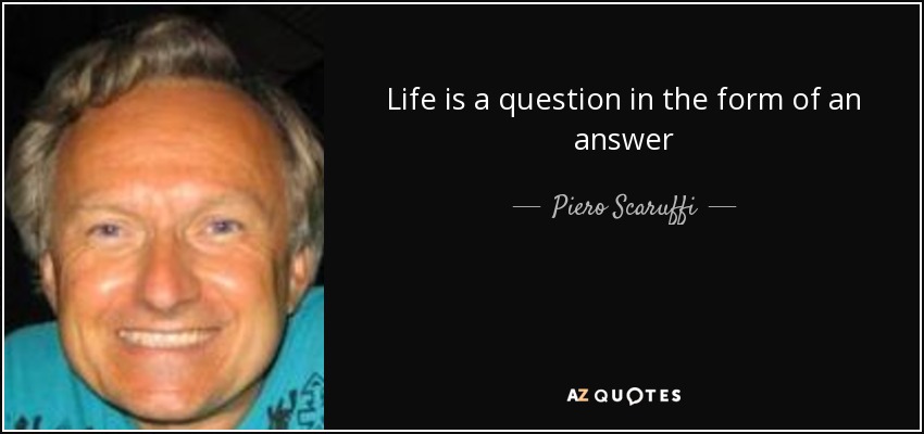 Life is a question in the form of an answer - Piero Scaruffi