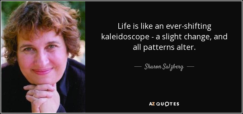 Life is like an ever-shifting kaleidoscope - a slight change, and all patterns alter. - Sharon Salzberg