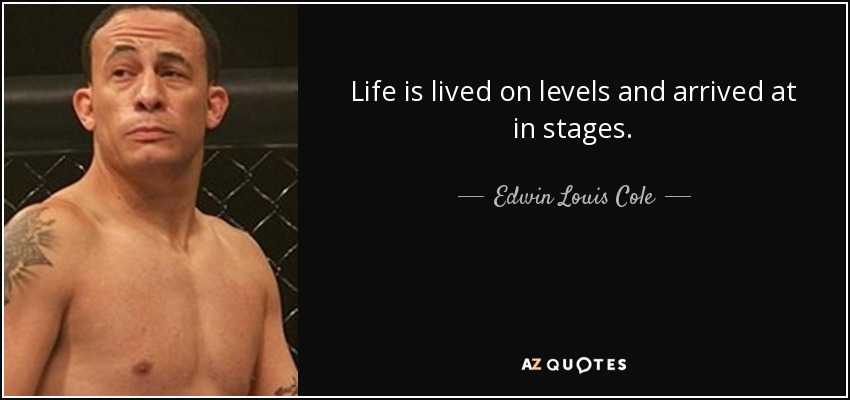 Life is lived on levels and arrived at in stages. - Edwin Louis Cole