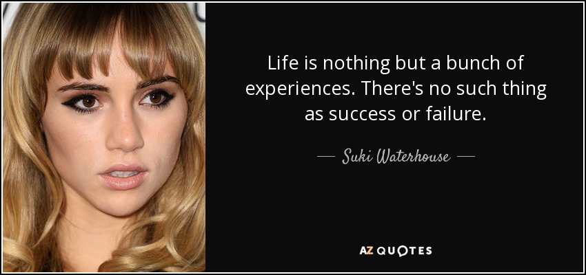 Life is nothing but a bunch of experiences. There's no such thing as success or failure. - Suki Waterhouse