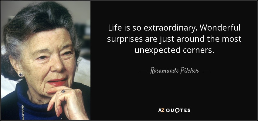 Life is so extraordinary. Wonderful surprises are just around the most unexpected corners. - Rosamunde Pilcher