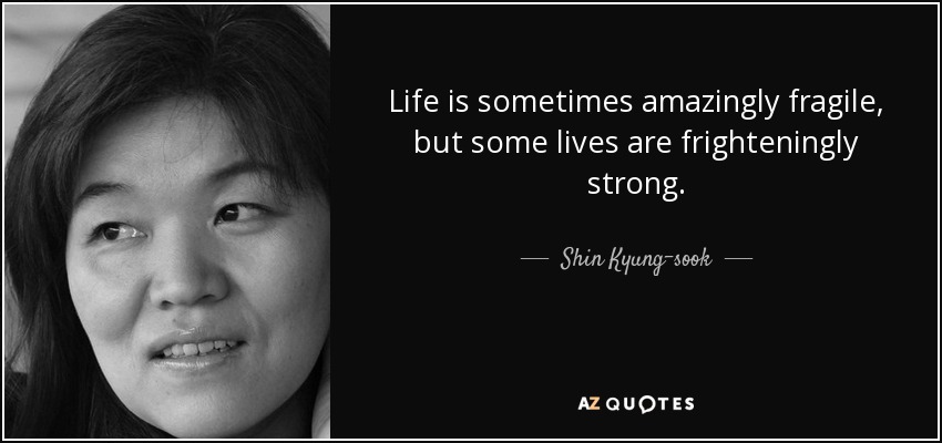 Life is sometimes amazingly fragile, but some lives are frighteningly strong. - Shin Kyung-sook
